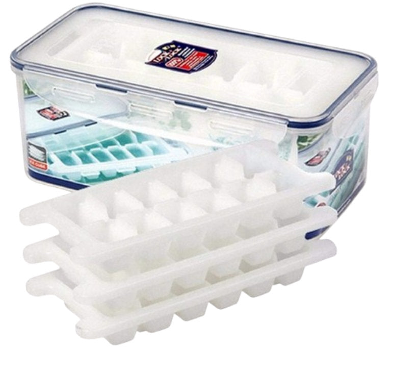 LOCKnLOCK Eiswürfelform mit Eiswürfelbehälter & Deckel im 4-teiligen Set