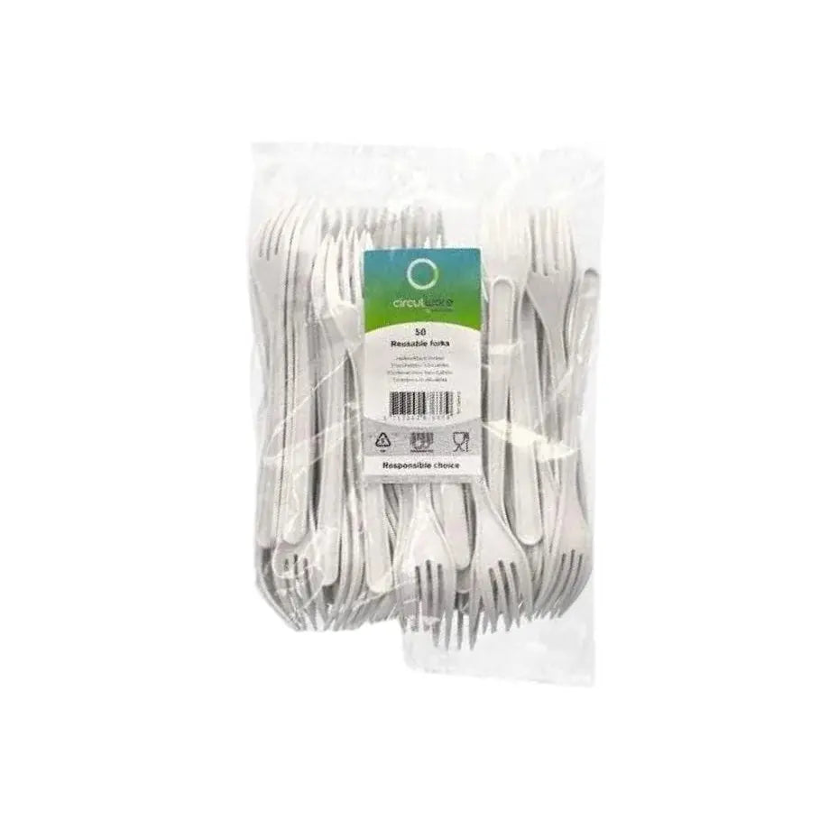 Gabeln (Mehrweg), PP, 18,5 cm, weiss, extra stabil kiecom-store.com