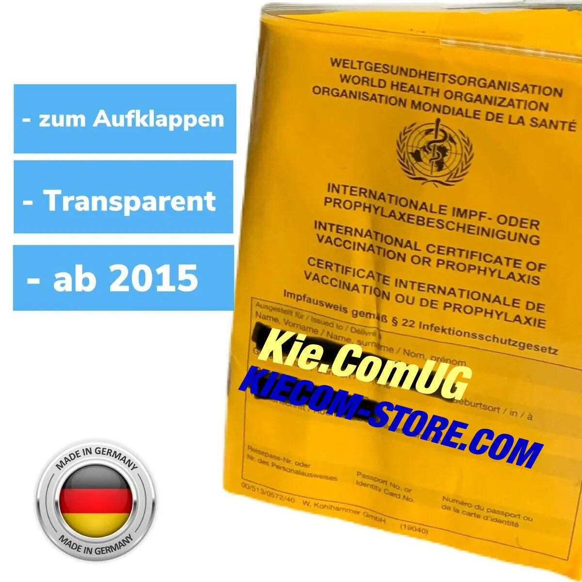 Reisepasshülle- Schutzhülle- Impfausweishülle Kie.Com UG