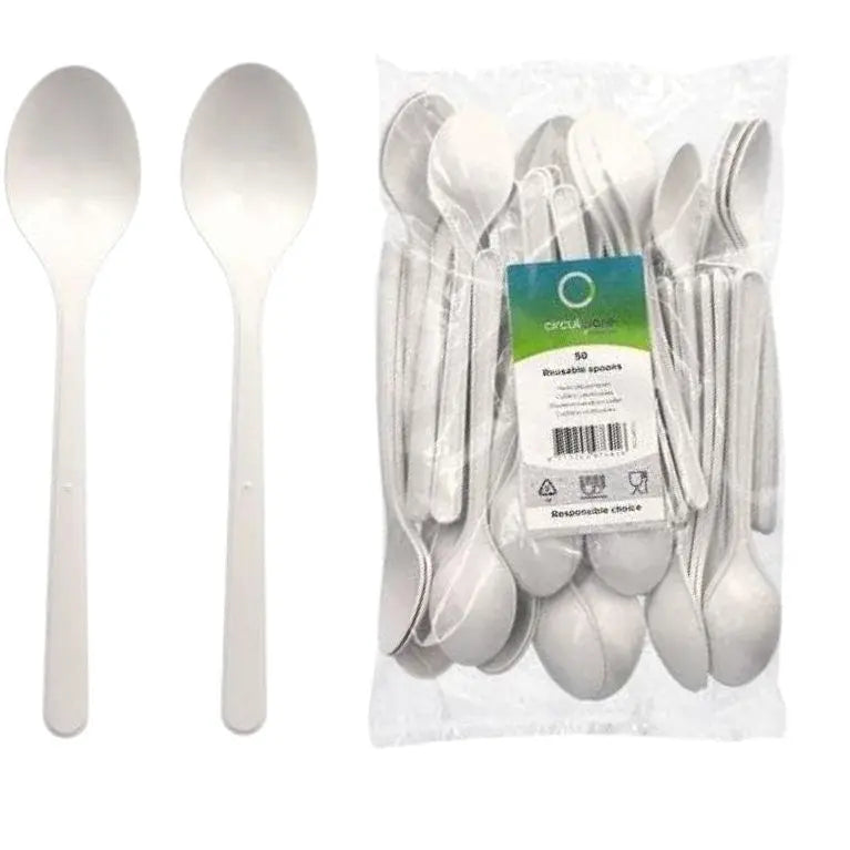 Löffel (Mehrweg), PP, 18,5 cm, weiss, extra stabil kiecom-store.com