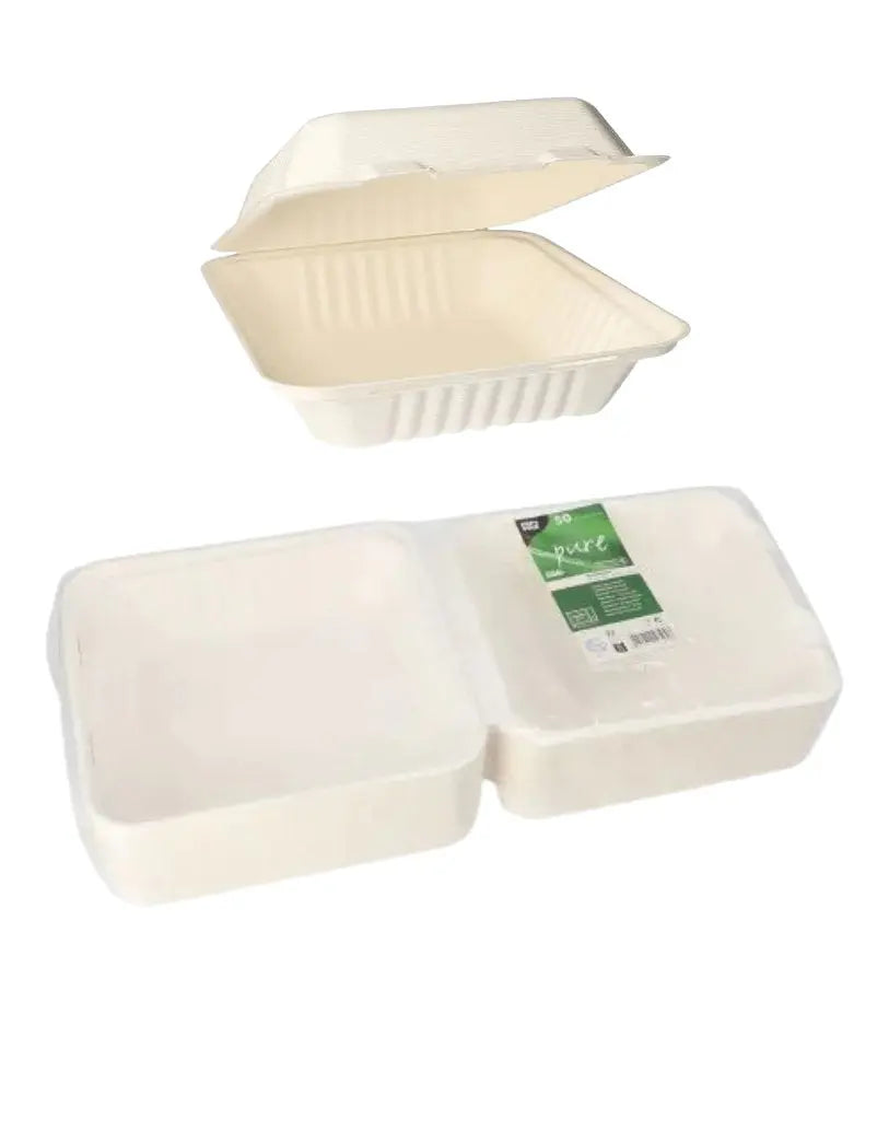 Menüboxen aus Zuckerrohr (Bagasse) ungeteilt (50 Stück) Kie.Com UG