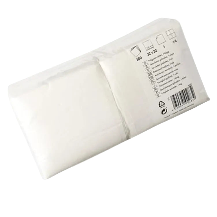 Servietten 1-lagig 1/4-Falz 32cm x 32cm weiß 500 Stück