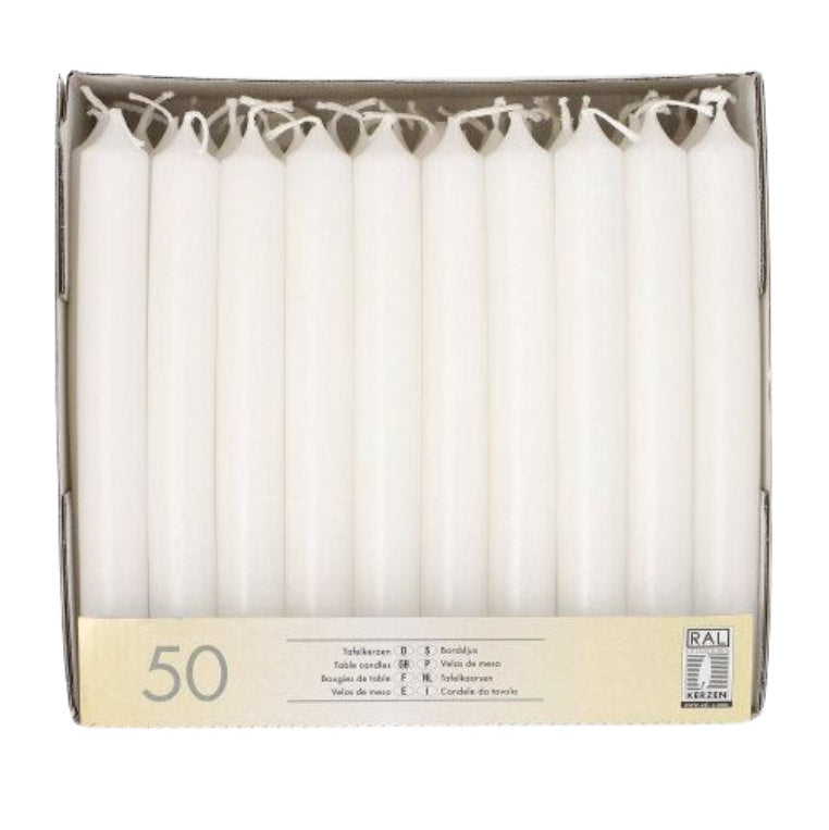 Kerzen Tafelkerzen Weiß Ø 2,1 cm · 19,6 cm- Starpak
