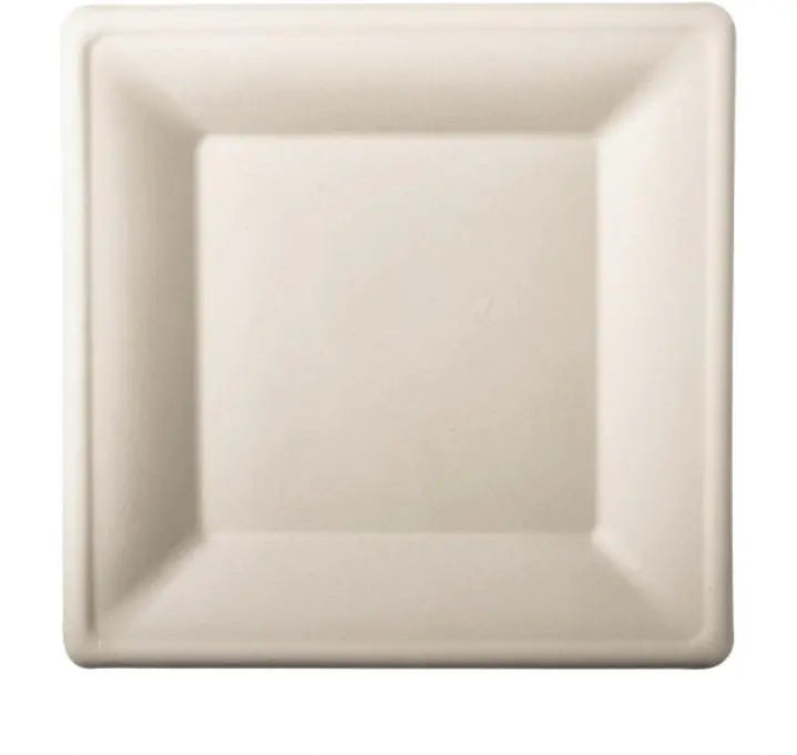 Teller aus Zuckerrohr weiss 26cmx26cm kiecom-store.com