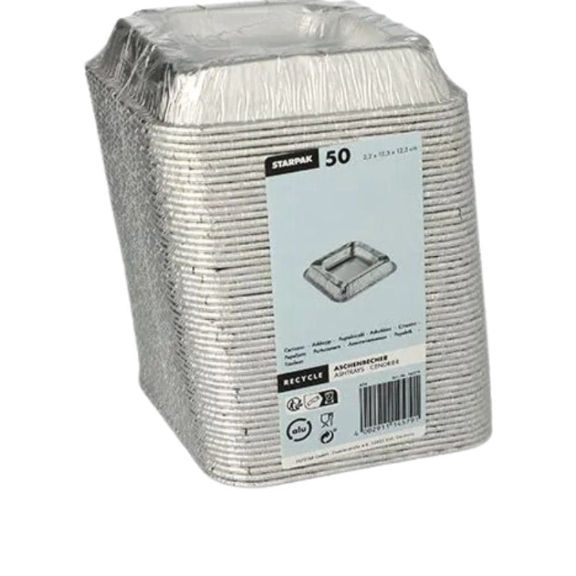 Einweg - Aschenbecher Alu eckig 2,2 x 12,5 x 12,5 cm