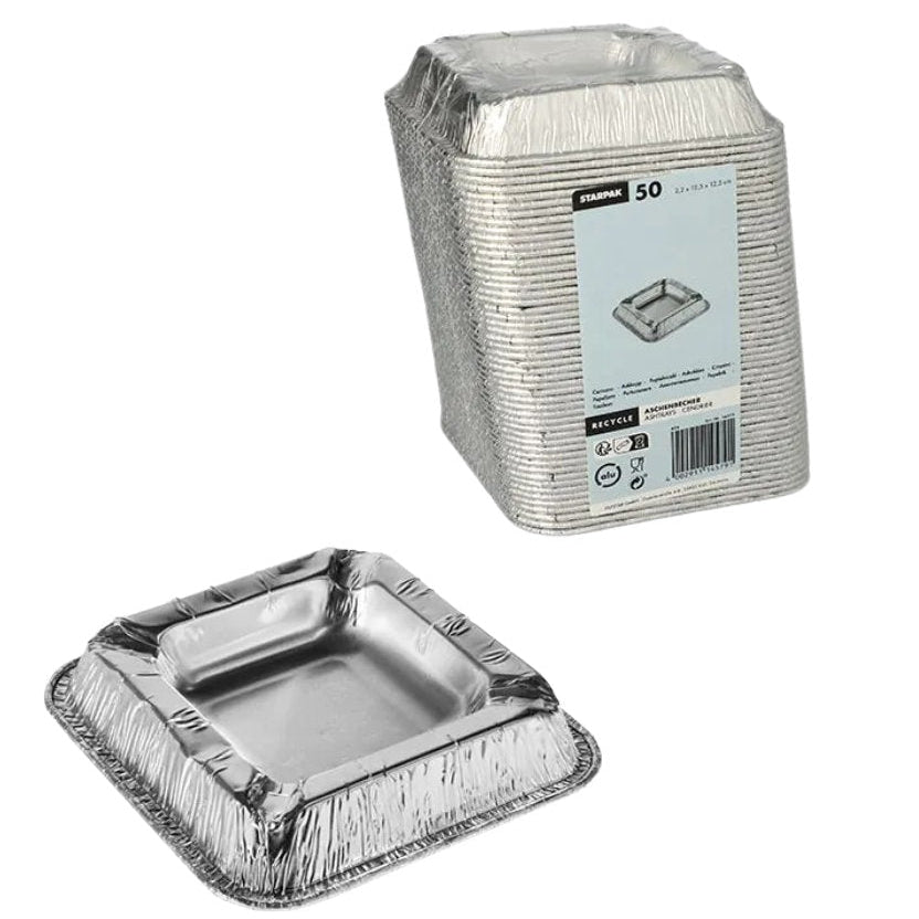 Einweg - Aschenbecher Alu eckig 2,2 x 12,5 x 12,5 cm