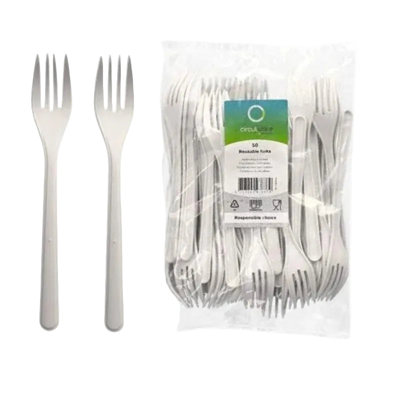 Gabeln (Mehrweg), PP, 18,5 cm, weiss, extra stabil