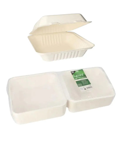 Menüboxen aus Zuckerrohr (Bagasse) ungeteilt (50 Stück) Kie.Com UG