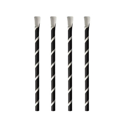 Trinkhalm mit Löffel Ø 8 mm · 20 cm schwarz/weiss "Stripes" 100 Stück