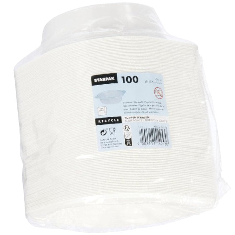 Suppenschalen PP rund 500ml Ø 15,6 cm · 4,5 cm weiss mit Anfasser
