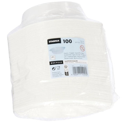 Suppenschalen PP rund 500ml Ø 15,6 cm · 4,5 cm weiss mit Anfasser